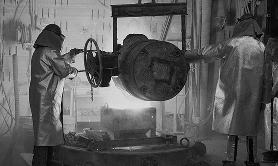 Metal Casting Pour Black and White